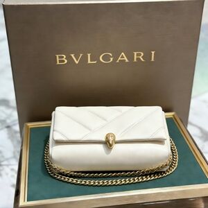 <AUTHENTIC>Bvlgari Serpenti Forever Medium Shoulder Bag in White